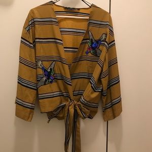 ZARA WOMAN - MUSTARD STRIPE W/BIRDS
